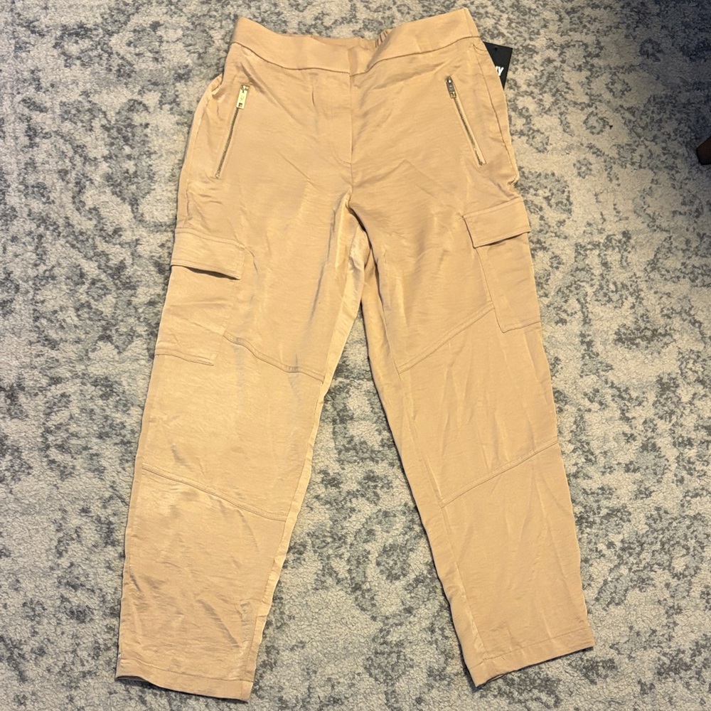 DKNY Beige Satin Cargo Pants